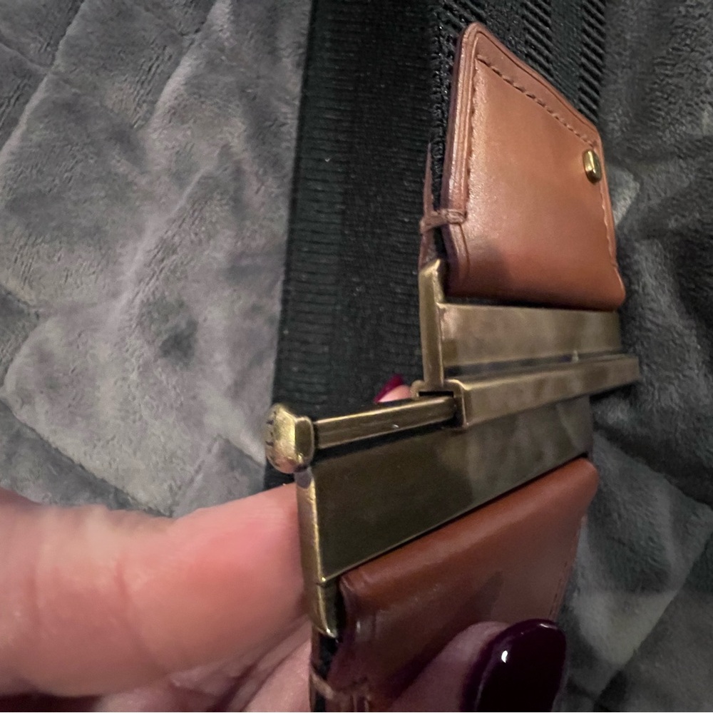 Ralph Lauren Black Stretch Belt 2.5” Wide with Antique Brass Hardware - Picture 5 of 8